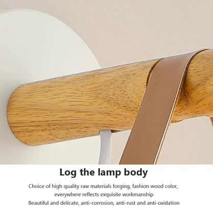 NordicGlow Light - Wooden LED Wall Lamp with Leather Detail Skanto