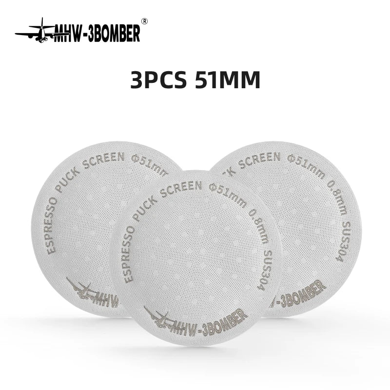 MHW-3BOMBER 51/53/58.5mm Espresso Puck Screen Double-Layer Metal Coffee Reusable Filter