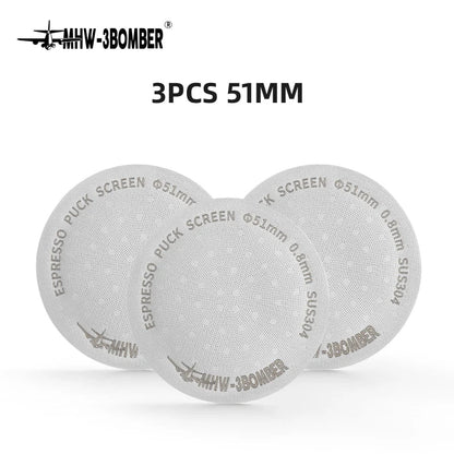MHW-3BOMBER 51/53/58.5mm Espresso Puck Screen Double-Layer Metal Coffee Reusable Filter