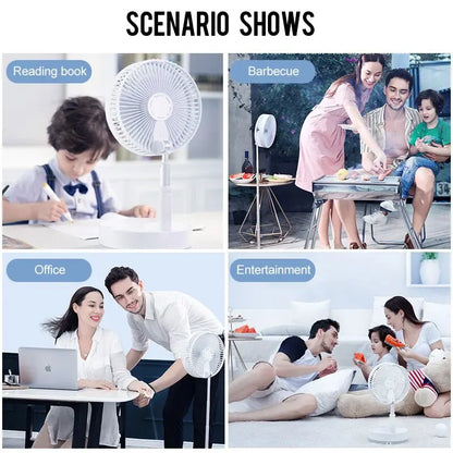 7200mAh USB Rechargeable Portable Foldable Fan, Quiet Floor Fan for Outdoor Home, Wireless Fan, 4 Speeds, Camping Portable Fan | Karnz