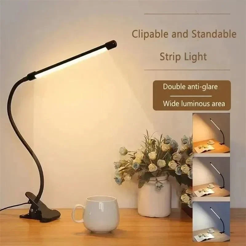 Karnz | LED Clamp Light LumaFlex | 3 Light Colors & 10 Brightness Levels | USB Powered | Flexible Gooseneck | Eye-Friendly & Dimmable