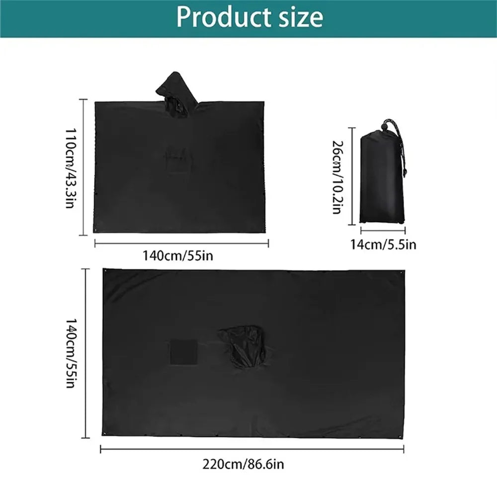 Skanto | 3-in-1 Outdoor Military Raincoat - Hooded Waterproof Poncho with Sleeves, Motorcycle Rain Cover, Ideal for Camping, Hiking, and Travel