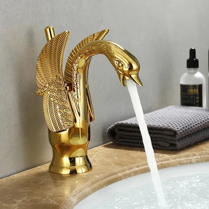 Skanto | Swan Single Handle Gold Basin Faucet
