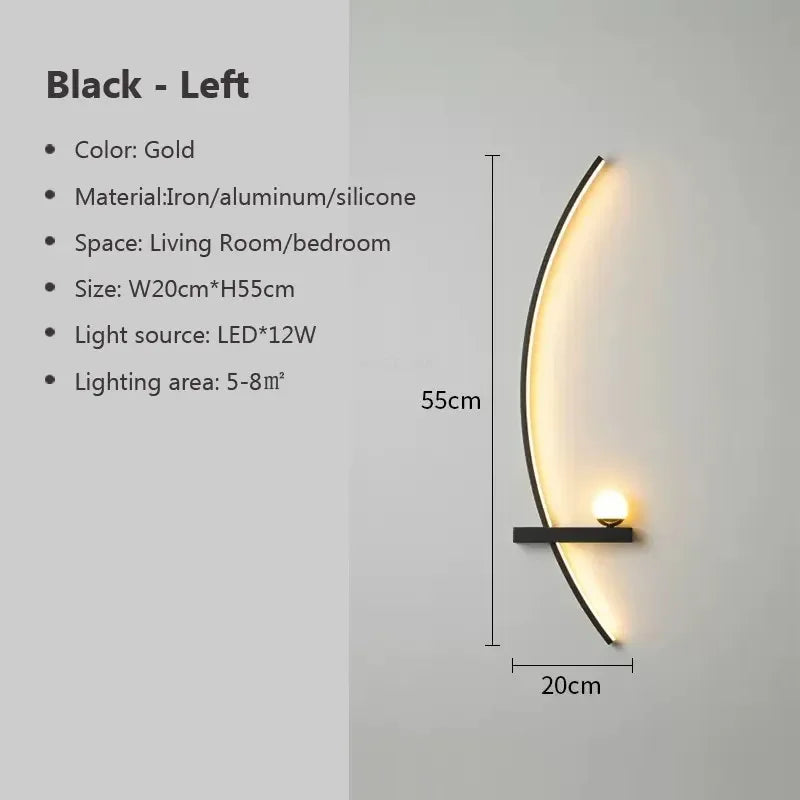 Skanto | Contemporary Edge Wall Lamp – Black & Gold Indoor/Outdoor Lighting for Modern Spaces
