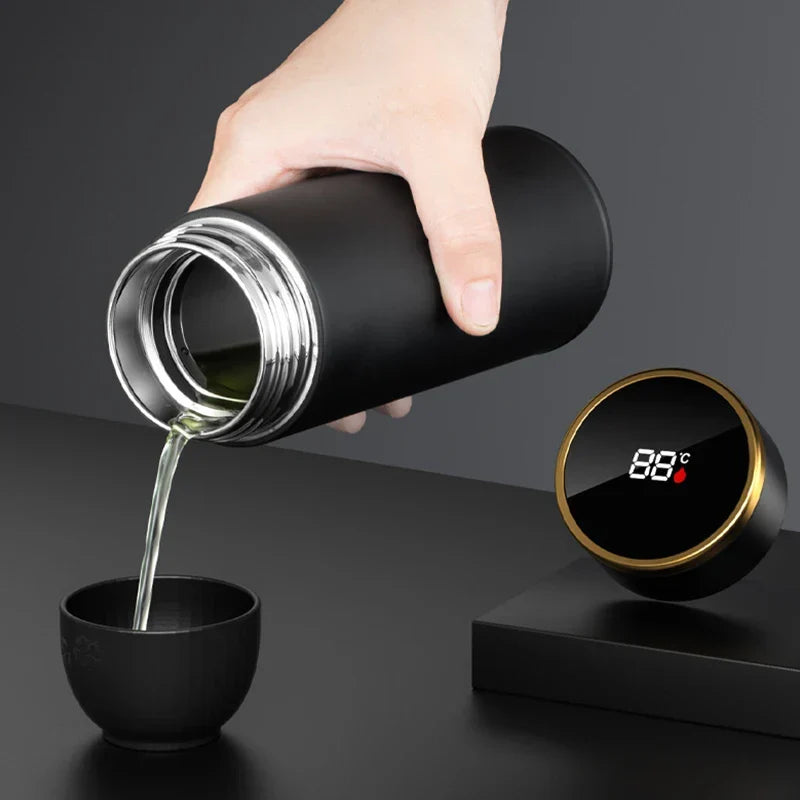 BowLift | ThermoBrew | Insulated bottle with LED temperature display & tea strainer | 450 ml | Stainless steel 304 | Black