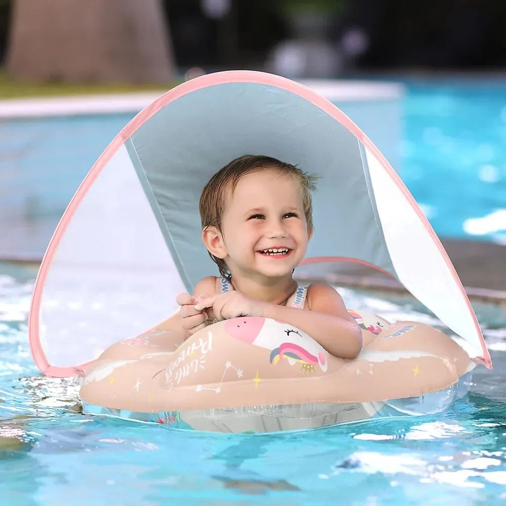 Solaboo Baby Swim Ring | With UV Protection Canopy and Support | Inflatable and safe | From 6 months