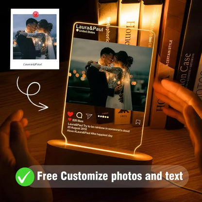 Skanto | Personal 3D Photo Lamp: Custom Photo & Text Night Light - Ideal for Valentine's, Weddings, Anniversaries, Birthday Gifts