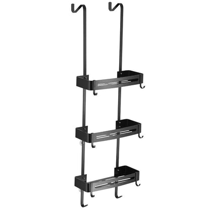 Sleek No-Drill Dual-Layer Shower Organizer Shelf