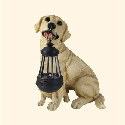 Skanto | Solar-Powered Resin Dog Statue Lamp