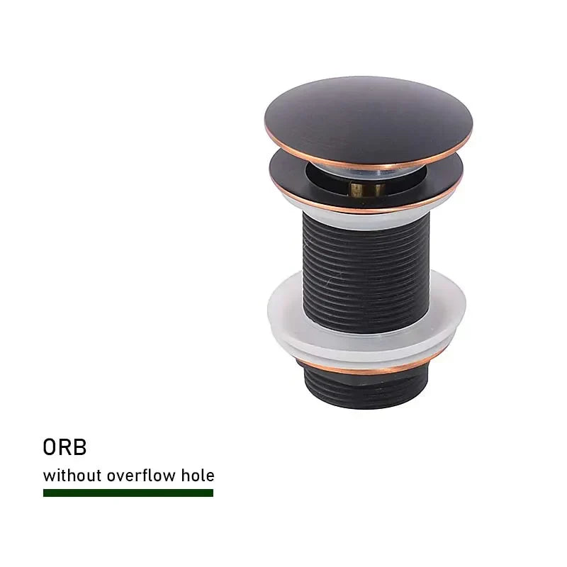 Drain Screw with Push-Down Pop-Up – Brass | 11 Colors | With or Without Overflow Skanto