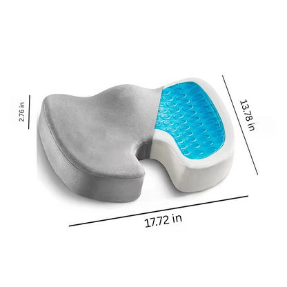 Gel seat cushion with memory foam and non-slip base for office, car and home