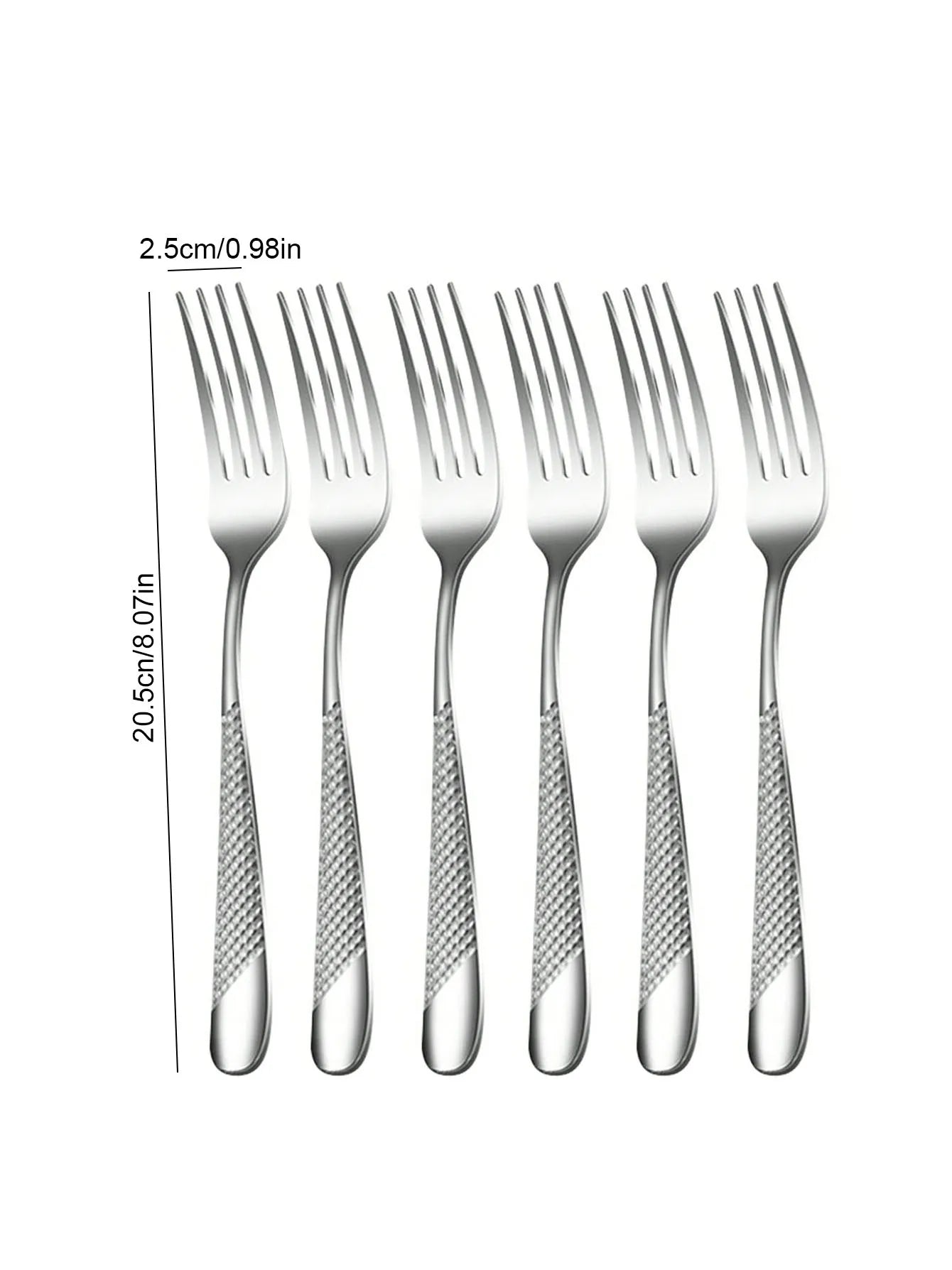 Skanto | High-Quality Stainless Steel Silver Star Diamond Cutlery Set - Includes Knife, Fork, Spoon & Dessert Fork & Spoon - 6-Piece/30-Piece Options