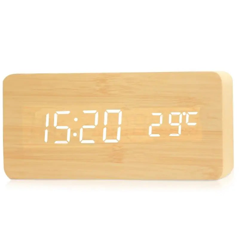 Skanto | EcoTime Wood Digital Alarm Clock | LED Display | Modern Design | Silent | Eco-Friendly