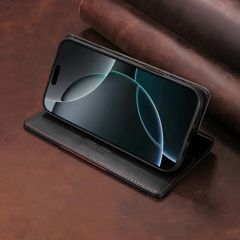 Sandsberg | RFID Leather iPhone 16/15 Magnetic Flip Wallet Case