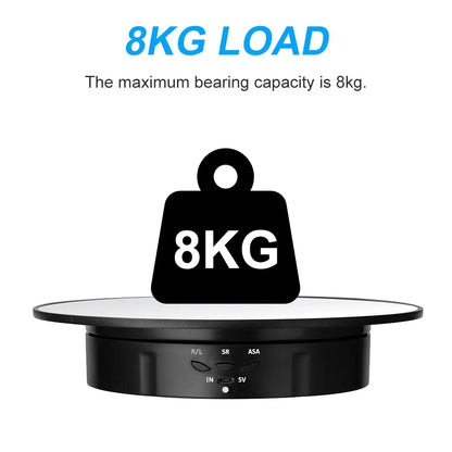 Skanto | Motorized Rotating Mirror Display Stand - Three Speeds, Turntable Holder, USB Powered for Rotating Shots