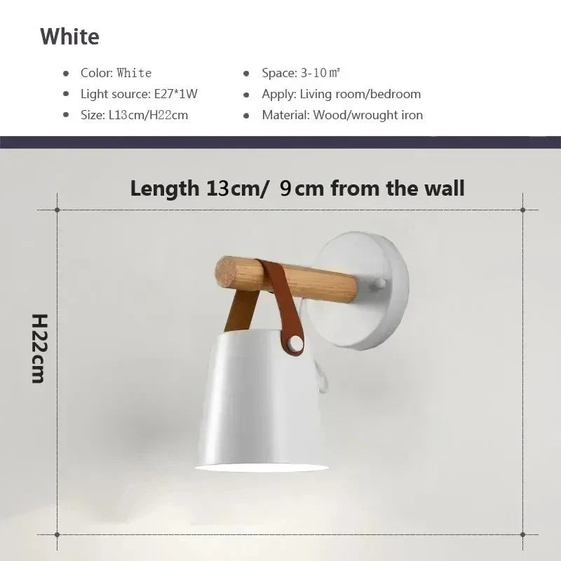 NordicGlow Light - Wooden LED Wall Lamp with Leather Detail Skanto