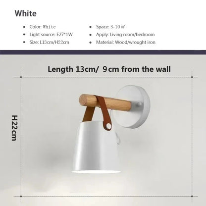 NordicGlow Light - Wooden LED Wall Lamp with Leather Detail Skanto