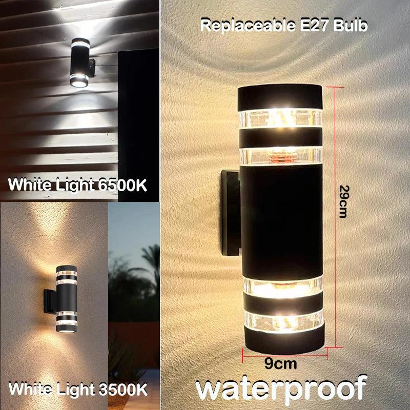 BowLift | LumiBloc LED Outdoor Wall Light – Modern IP65 Up & Down Design with E27 Socket