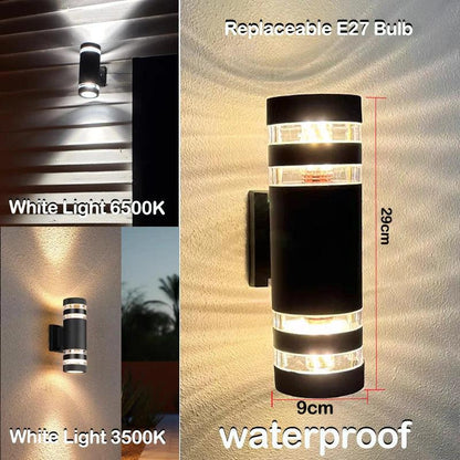 BowLift | LumiBloc LED Outdoor Wall Light – Modern IP65 Up & Down Design with E27 Socket