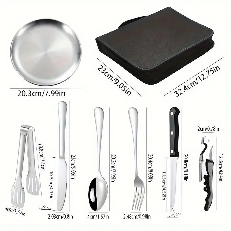 BowLift | TrailMate Outdoor Cutlery Set | Compact & Durable 10-Piece Set | Stainless Steel for Adventures