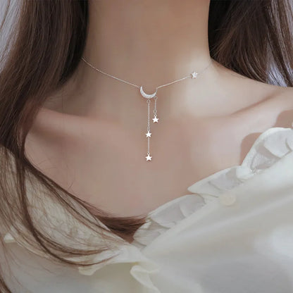 BowLift | Crescent Moon Dangling Star Necklace