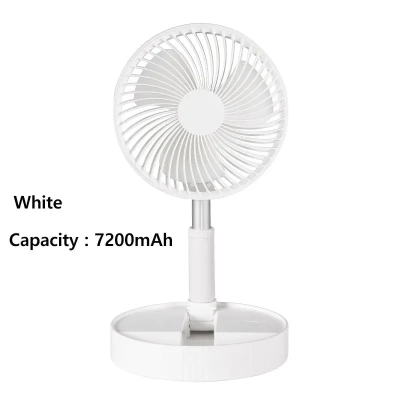 7200mAh USB Rechargeable Portable Foldable Fan, Quiet Floor Fan for Outdoor Home, Wireless Fan, 4 Speeds, Camping Portable Fan | Karnz