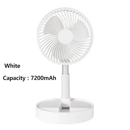 7200mAh USB Rechargeable Portable Foldable Fan, Quiet Floor Fan for Outdoor Home, Wireless Fan, 4 Speeds, Camping Portable Fan | Karnz