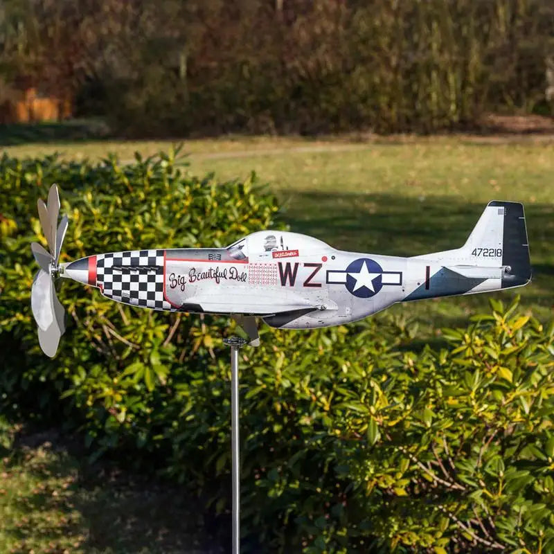 BowLift | Wind Spinner AeroTwist | Airplane Garden Windmill made of Stainless Steel | Weatherproof & rotating in the wind | For Garden, Terrace & Balcony