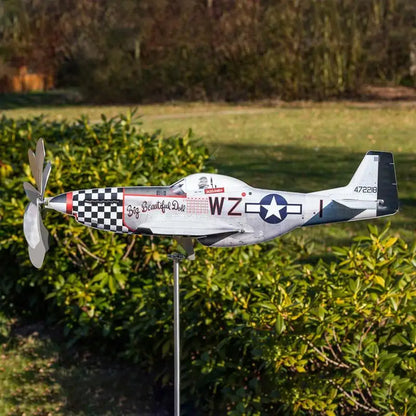BowLift | Wind Spinner AeroTwist | Airplane Garden Windmill made of Stainless Steel | Weatherproof & rotating in the wind | For Garden, Terrace & Balcony