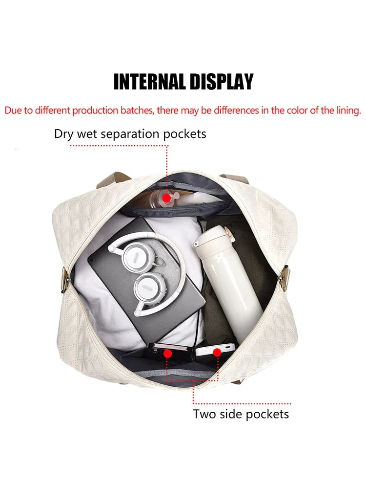 BowLift | Raumio TravelFlex Lightweight Travel Bag with Diamond Pattern | Large Sports & Weekend Bag with Shoe Compartment & Wet Compartment | Cabin Luggage Suitable & Foldable