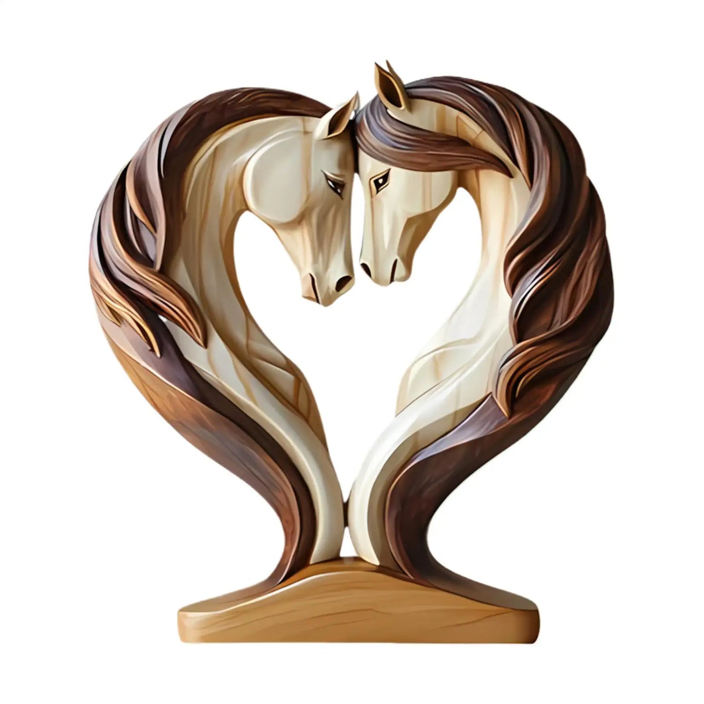 BowLift | Equora Horse Sculpture | Horse Sculpture Wood | 2D Design in Embrace Pose | Decoration for Living Room, Office & Children's Room