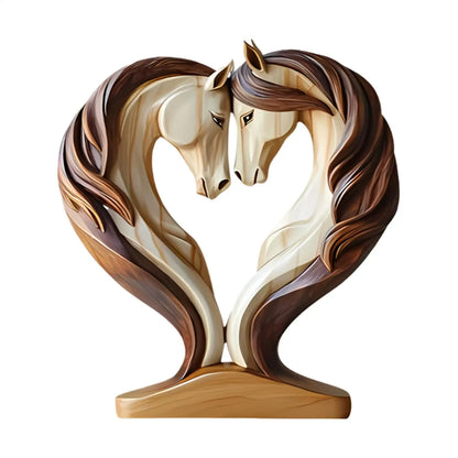 BowLift | Equora Horse Sculpture | Horse Sculpture Wood | 2D Design in Embrace Pose | Decoration for Living Room, Office & Children's Room