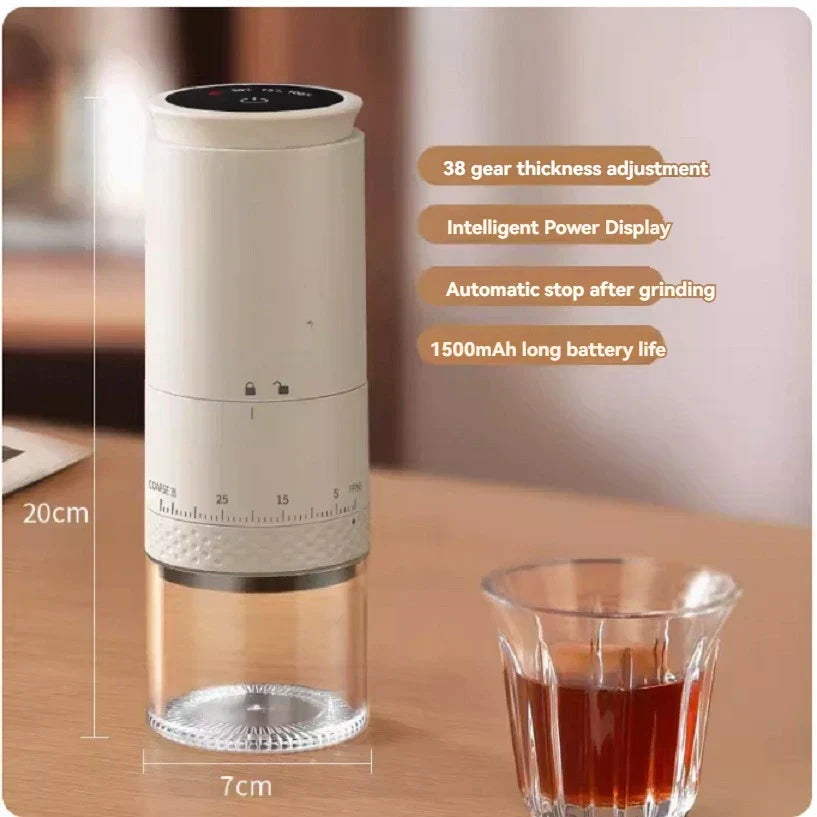 Karnz | 1500mAh Electric Coffee Grinder, Externally Adjustable, Type-C Charging. Coffee Grinder, Bean Grinder, Coffee Maker