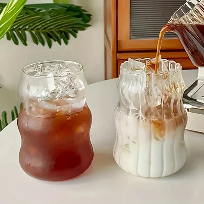 Skanto Heat-Resistant Glass Set | 4 Pieces | Ribbed Design | Double Wall | Elegant Drinking Glasses