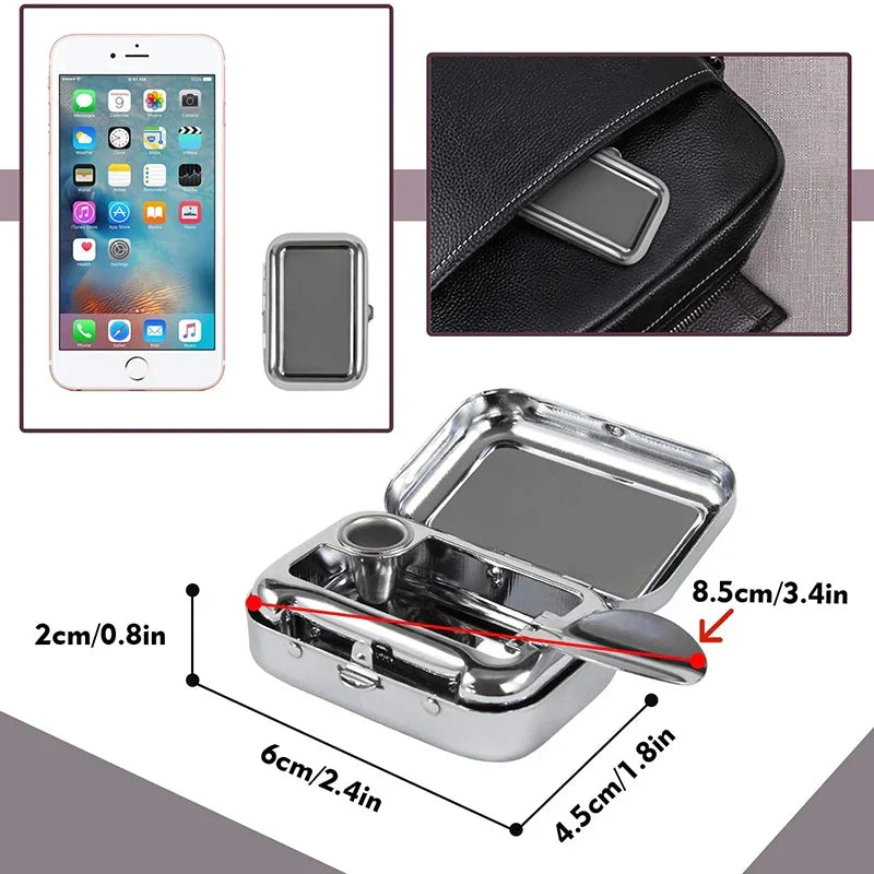 Mini Portable Metal Cigarette Ashtray with Lockable Lid - Fashionable Desktop Ashtray - Pocket Ashtray Gift for Men