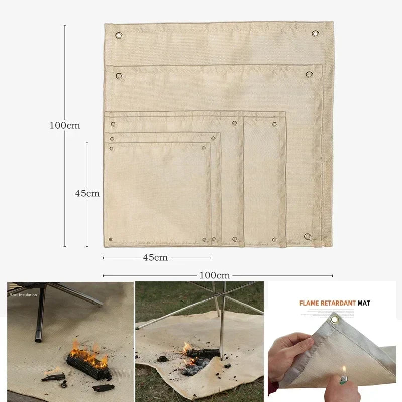 Skanto | CampVita Fire Protection Camping Mat | Heat Resistant & Fireproof | Ideal for Grills & Campfires | Fiberglass Beige