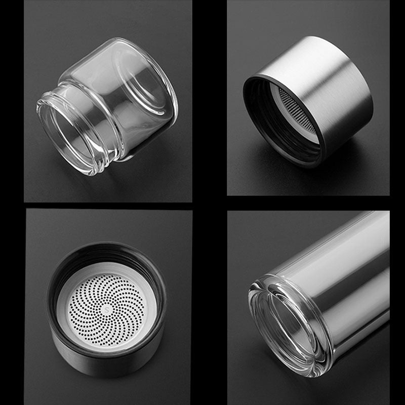 BowLift | 2in1 Double Wall Thermal Smart Tea Glass Bottle