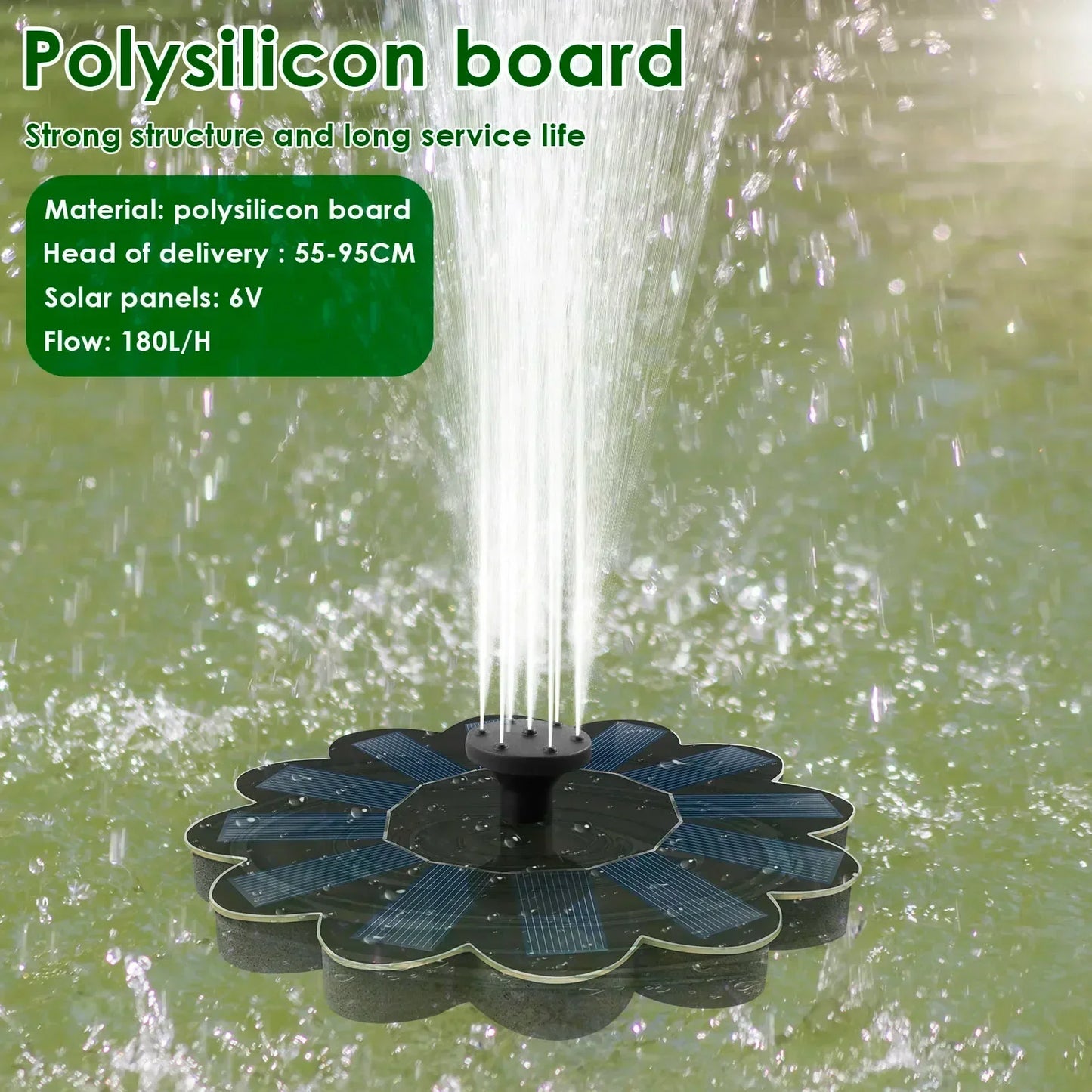 Karnz | Solar Garden Fountain | 5 Nozzle Attachments | Energy-saving & Maintenance-free | For Pond, Bird Bath & Balcony