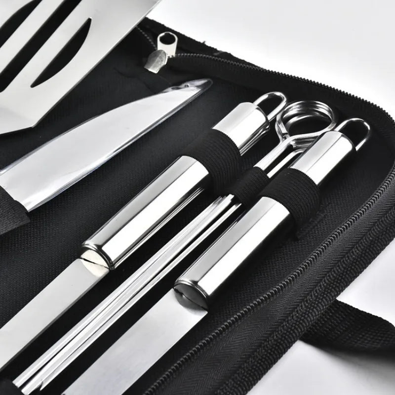 Skanto | Stainless Steel BBQ Tool Set - Outdoor Grill Combination with Portable Storage Bag, Oven and Baking Tools