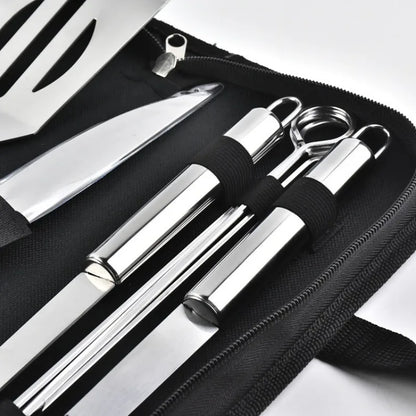 Skanto | Stainless Steel BBQ Tool Set - Outdoor Grill Combination with Portable Storage Bag, Oven and Baking Tools