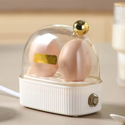Skanto | 120W 220V Electric Egg Cooker & Egg Poacher - Automatic Mini Breakfast Maker for 2 Eggs, Portable Steamer