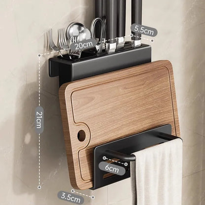 ChefSpace Wall-mounted Knife Holder with Storage for Cutting Boards – Stainless Steel Karnz