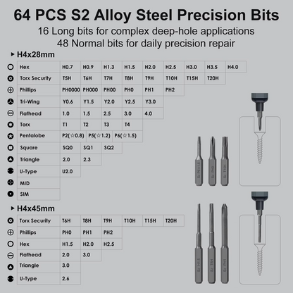 Skanto | Mini Electric Precision Screwdriver Set with 64 Magnetic Bits and LED Lighting