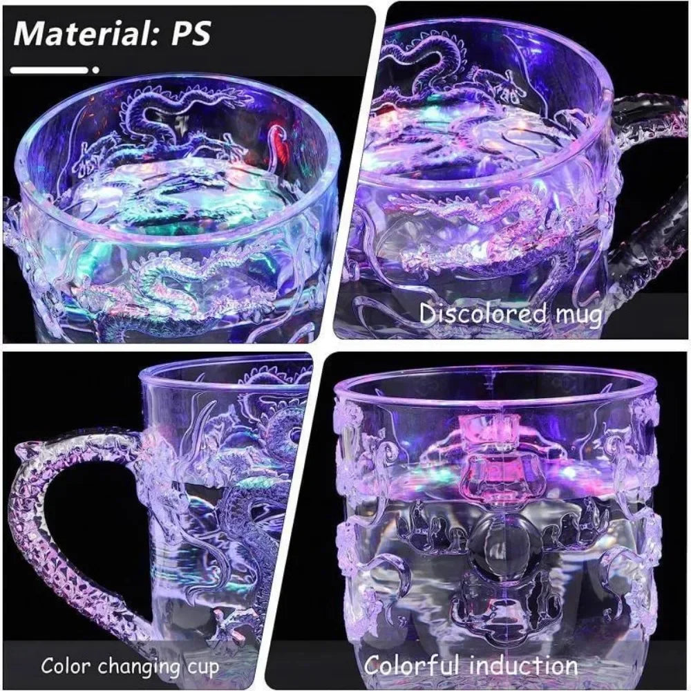 Skanto | 1 Piece Color Changing Luminescent LED Dragon Mug Water Activated Light Beer Coffee Milk Tea Wine Whiskey Bar Cup Creative Travel Gift