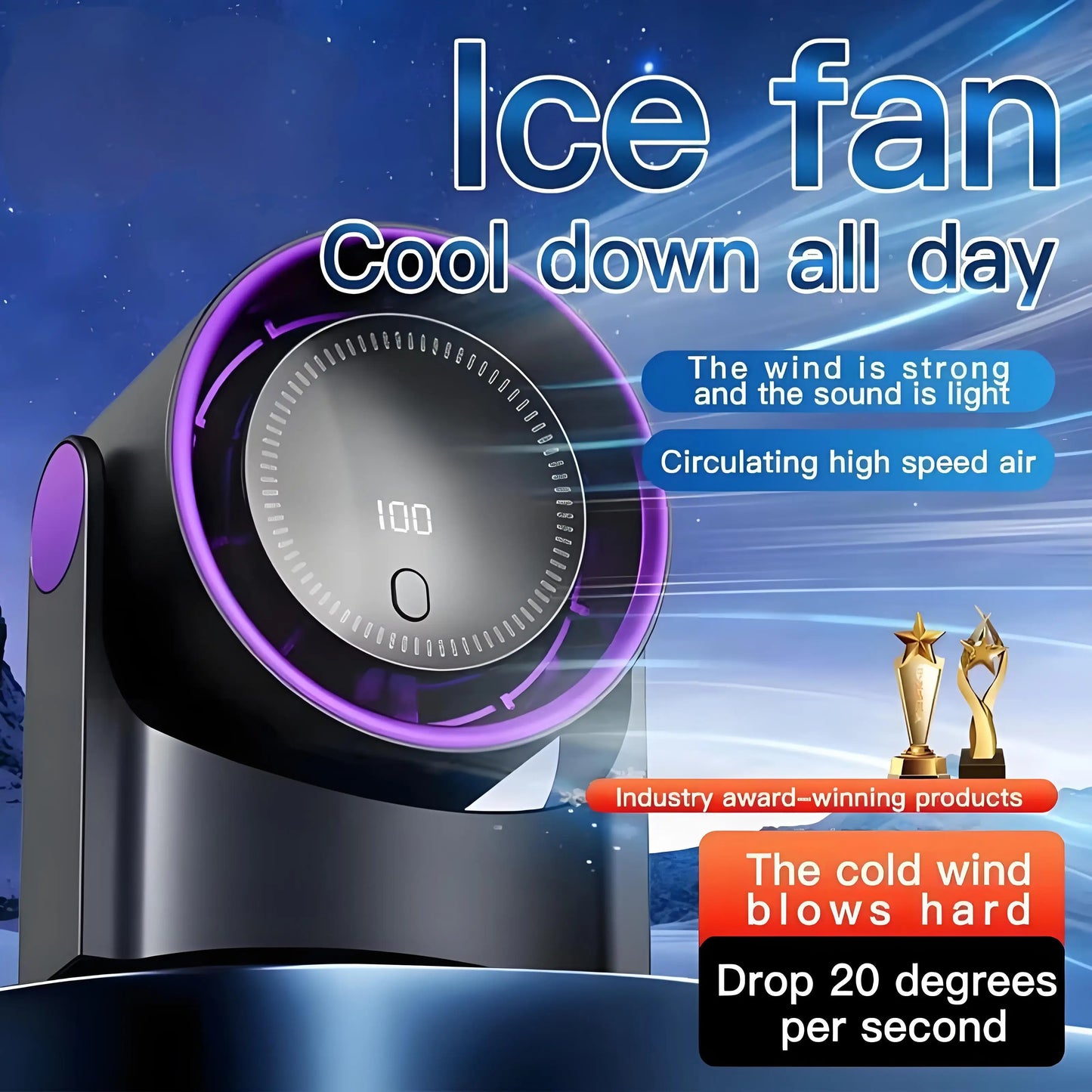 Karnz | Airiqo bladeless USB fan | 100 speeds | Whisper-quiet & energy-efficient | Portable & wall-mountable
