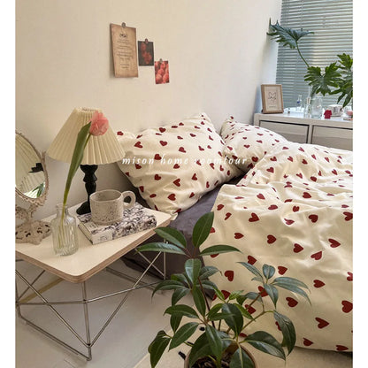 Skanto | CozyLove | Twin, Full & Queen Duvet Cover Set – Soft Korean Style Bedding with Heart Design