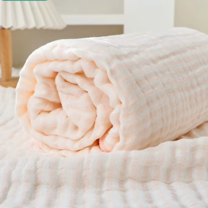 High-quality 6-layer baby swaddle blanket made from muslin cotton bamboo blend fabric
