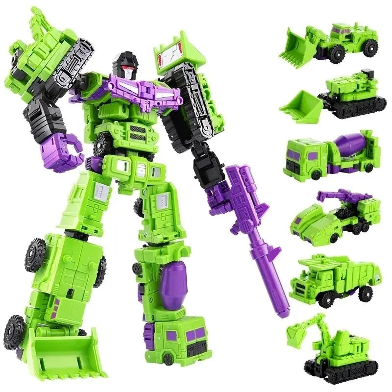 Mini 6-in-1 Transforming Devastator Action Figure - Green Robot Toy for Kids, Perfect Gift for Children 22cm (8.6 inches)