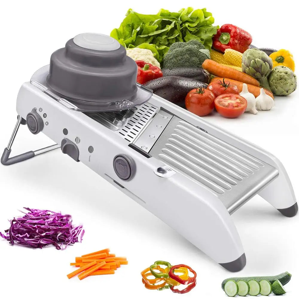 BowLift | SchnittMeister 18-in-1 Mandoline Vegetable Slicer | Adjustable & Stainless Steel Blades | For Slices, Strips & Julienne | Safe & Versatile