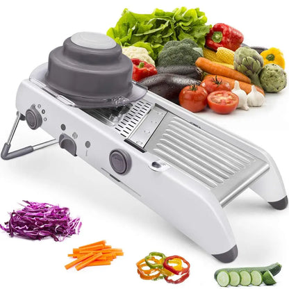 BowLift | SchnittMeister 18-in-1 Mandoline Vegetable Slicer | Adjustable & Stainless Steel Blades | For Slices, Strips & Julienne | Safe & Versatile